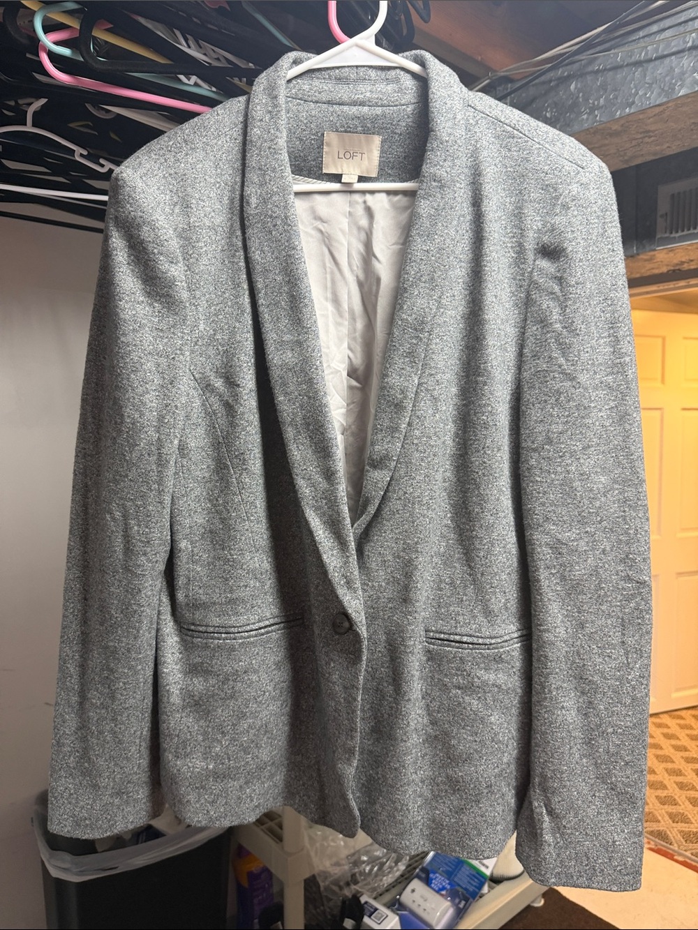 LOFT Light Gray Shawl Collar Blazer